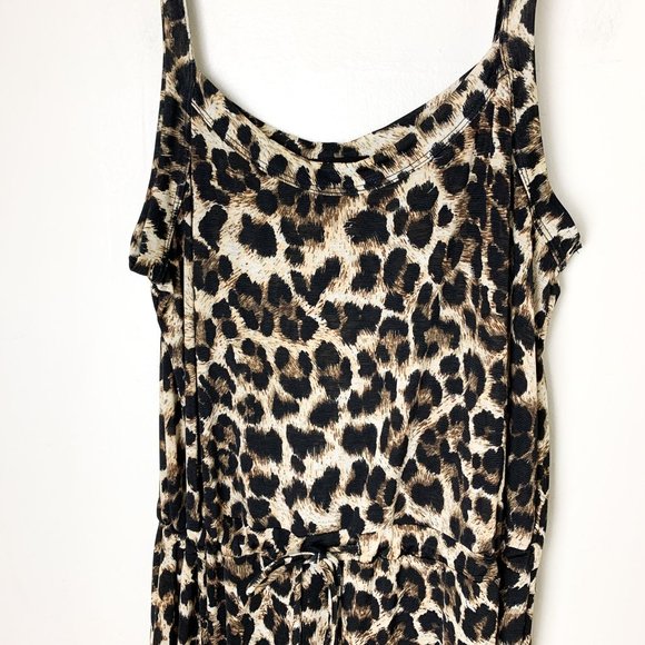 Leopard print wide leg jumpsuit drawstring waist medium - Picture 2 of 5